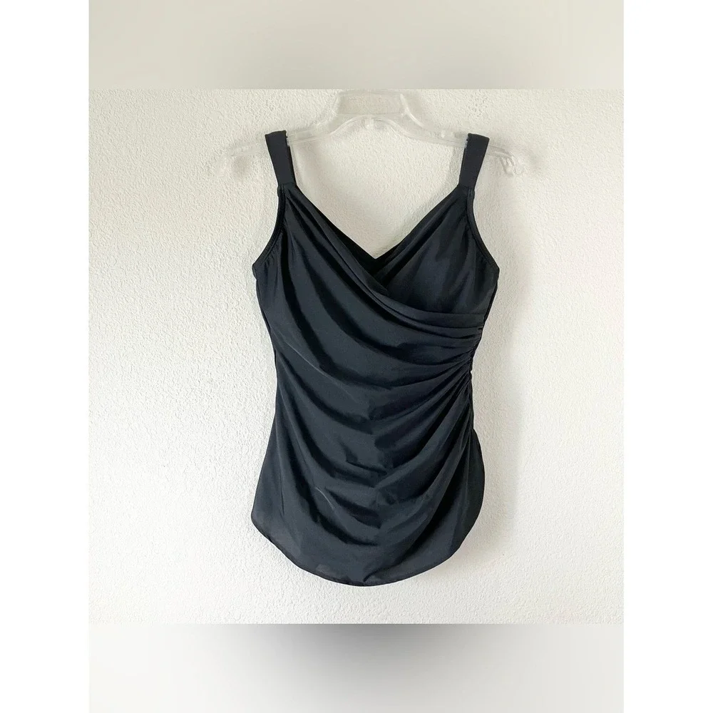 LANDS' END SlenderSuit One Piece Swimsuit 6P NEW Skirted Low Leg UPF Black Beach